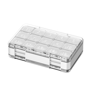 Portable Rectangle Pill Box Organizer PP Plastic Vitamin Dispenser Medicine Case 7 Compartments Daily Weekly <b>Tablet</b> <b>Container</b> - Product Image 3