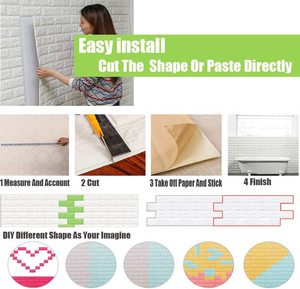 Panneaux muraux 3D en mousse PE moderne de couleur personnalisée pour la décoration intérieure avec des autocollants en papier peint <span class=keywords><strong>effet</strong></span> <span class=keywords><strong>brique</strong></span> dans un sac OPP pour la décoration intérieure - Product Image 5