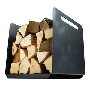 JH-Mech robusta mensola per legna da ardere nera in acciaio verniciato a polvere camino in legno porta oggetti in metallo per legna da ardere - Product Image 2