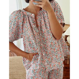 Ensemble de pyjama floral pour femmes, 2 pièces, haut boutonné, short doux, vêtements de nuit avec poches - Product Image 5