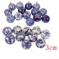 Boule décorative flottante en céramique bleue et blanche de style chinois, faite à la main, pour sapin de Noël et maison, étanche et de haute qualité
