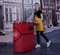 Chariot à boissons avec glacière, chariot de vente ambulante en métal personnalisé pour boissons froides, jus, pour les hôtels, les restaurants et les espaces extérieurs