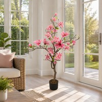Arbre de magnolia artificiel de haute qualité, plante en pot, simulation de fleurs au toucher réel, pour la décoration intérieure, OEM ODM