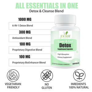 OEM ODM スピルリナとタンポポエキス配合の肝臓と腸のデトックスクレンズカプセル、消化器系の健康をサポートする栄養補助食品 - Product Image 6