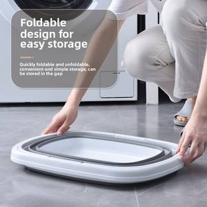 Panier à linge sale pliable bleu avec poignée pour la salle de bain domestique, vente directe d'usine - Product Image 2