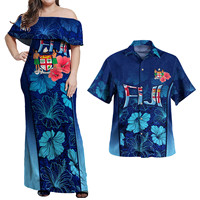 Nouvelles robes Fidji grande taille à la mode et chemises à boutons vêtements fidjiens tenues assorties pour couples