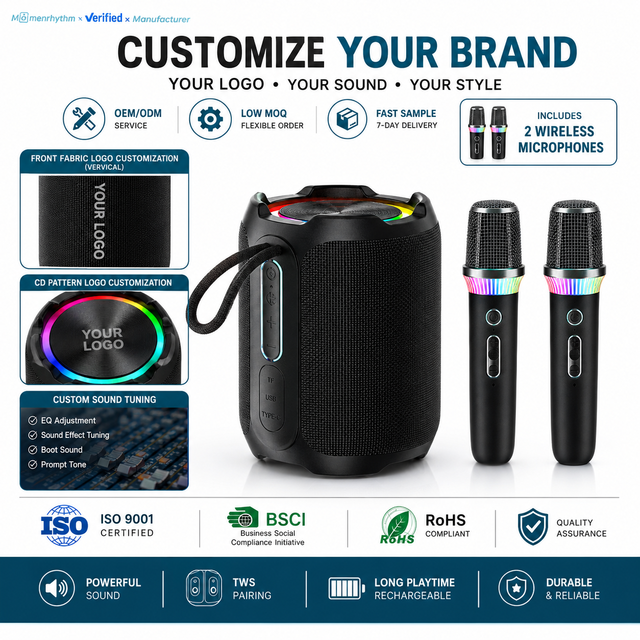 Portable  Personalized Logo Speakers for Dancing Ultra-Low Distortion Sound IPX7 Splashproof Dynamic RGB Strobe Lights