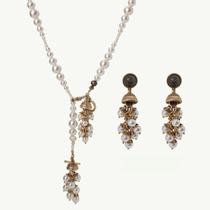 Средневековый ретро-винтажный классический комплект украшений: ожерелье-цепочка и серьги с бусинами - Product Image 5