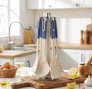 <b>Silicone</b> Kitchen Utensils Spatula Soup Ladle Cooking <b>Tools</b> Kitchenware Durable Kitchen Utensil Set with Stand - Product Image 5
