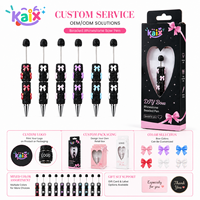 Pena Gel Tinta 0.5mm KAIX Premium Grosir Siap Pakai Warna Hitam dengan Hiasan Pita Berlian Imitasi dan Manik-manik untuk Hadiah Valentine Anak Perempuan