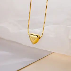 Fashion Jewelry 925 Silver Minimalist Necklaces Sterling Silver Gold Plated Heart Pendant Necklaces Valentine's Day