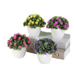 OH ARTS - Bonsái de Rosa Artificial Nórdica en Maceta de Plástico, Mini Flor Decorativa para Hogar, Oficina, Escritorio, Tacto Real, Regalo Creativo - Product Image 1