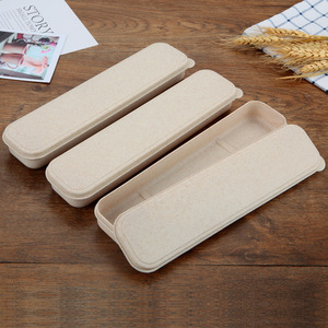 Boîte de rangement <span class=keywords><strong>vide</strong></span> écologique réutilisable en paille de blé avec couvercle, étui de voyage pour <span class=keywords><strong>couverts</strong></span>/pailles/baguettes, personnalisable avec logo - Product Image 5