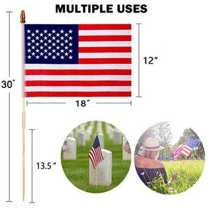 Chất lượng cao tùy chỉnh kích thước USA <span class=keywords><strong>Polyester</strong></span> cờ 4 July quảng cáo khuyến mại trang trí 8x12 inch Mỹ tay cờ dính - Product Image 3