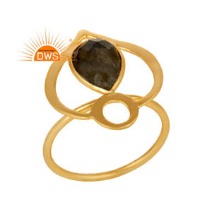 <b>Girls</b> Fashion 18k Gold Plated Silver 925 <b>Ring</b> Flashy Labradorite Gemstone <b>Ring</b> Jewelry Wholesale Vintage Collection - Product Image 1