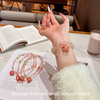 Bracelet classique à double rang de perles en quartz hématite rouge naturel et préhnite, avec lettre d'amour rose, certifié, cadeau romantique unisexe