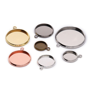 Pendentif en forme de bassin pour pierres précieuses, plateau à anneau unique soudé, base en fer plaqué 10-25mm, composants de bijoux DIY - Product Image 1