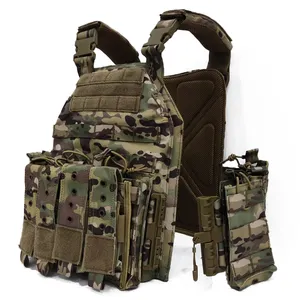 Gujia Camouflage Woodland Camo Tactical Vest 1000D 6094 Quick Release Molle Plate Carrier with Pouches