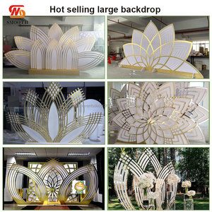 ฉากหลังโลหะสีทองสำหรับงานแต่งงานฉากหลังดอกบัวหรูหราปรับแต่งได้อย่างเรียบหรูสำหรับตกแต่งงานแต่งงาน - Product Image 3