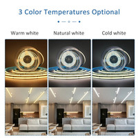 Bande lumineuse LED COB à effet d'eau courante DC24V WS2811, 10 mm, 360 LED/m, avec télécommande tactile RF et alimentation