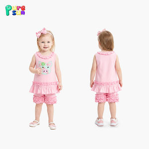 Set di Abbigliamento per Bambine in Cotone Personalizzato, Bellissimi Completi <span class=keywords><strong>Rosa</strong></span>, Set con Gonna e <span class=keywords><strong>Pantaloni</strong></span> con Cartoni Animati, Vendita all'Ingrosso - Product Image 1