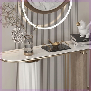Modern Simple Italian <strong>Wall</strong> Entrance <strong>Table</strong> with Rock Plate Luxury Iron Design for Living Room Porch Cabinet &amp; Wind Porch Use - Product Image 3
