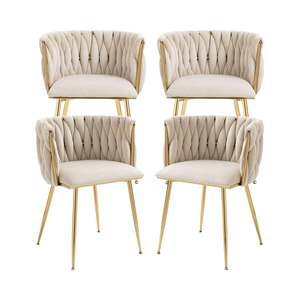 Chaises d'appoint modernes en velours rembourrées avec pieds en métal pour salon et cuisine, meubles de maison pour appartement - Product Image 1