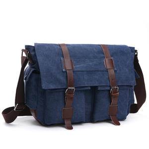 Sac à bandoulière en toile de style européen et américain pour hommes, sac à bandoulière pour ordinateur portable, sac d'école multi-poches, sac messager - Product Image 2