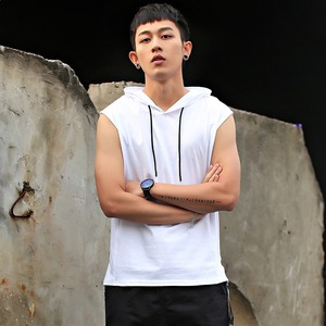 Débardeur à <span class=keywords><strong>capuche</strong></span> sans manches pour <span class=keywords><strong>homme</strong></span>, style décontracté et sportif, coupe épaules tendance, pour l'été, modèle international - Product Image 1