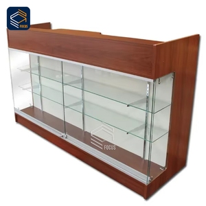 Vitrine d'affichage en verre noir comptoir porte coulissante luminaire <span class=keywords><strong>de</strong></span> magasin <span class=keywords><strong>de</strong></span> détail étagères réglables Construction en verre trempé - Product Image 5