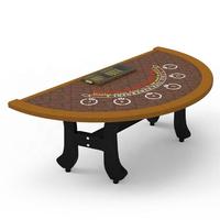 Table de Blackjack en bois massif de luxe YH à 7 places, de forme semi-circulaire, conforme aux normes des casinos, avec plateau pour jetons dorés