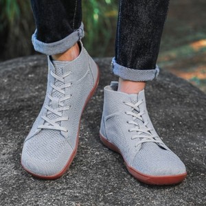 Zapatillas de running de punto transpirables de caña alta con suela plana y puntera ancha para hombre, de secado rápido, para deportes al aire libre e interiores. - Product Image 1