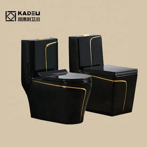 Articles sanitaires d'hôtel moyen-orient couleur noir et or <span class=keywords><strong>wc</strong></span> toilette salle de bains cuvette de toilette luxe une pièce couleur céramique toilette noire - Product Image 6