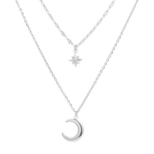 Collier superposé étoile et lune plaqué or 18 carats XL476, ras-<span class=keywords><strong>de</strong></span>-<span class=keywords><strong>cou</strong></span> céleste en acier inoxydable pour femme - Product Image 4