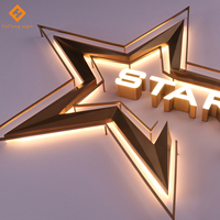 Letras 3D LED Retroiluminadas con Acabado Dorado Cepillado Personalizadas para Logotipo de Pared, Letrero para Empresa Inmobiliaria, Letrero para Vestíbulo Corporativo