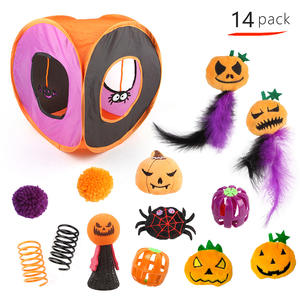 Set mainan kucing interaktif Halloween, berbagai mainan saluran persegi lipat terbuat dari Sisal - Product Image 3