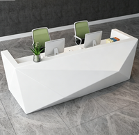 Bureau d'accueil géométrique minimaliste personnalisé avec éclairage LED – Comptoir moderne pour bureau, hall d'hôtel, immeuble d'entreprise