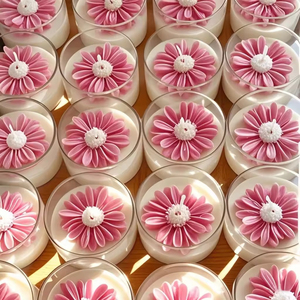 Aromatherapy Handmade Custom logo Color Soy Scented <b>Candle</b> with Flower - Product Image 1