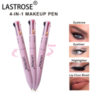 Stylo de Maquillage Multifonction Vegan 4-en-1 à Marque Blanche : Yeux, Lèvres, Illuminateur, Imperméable et Polyvalent pour Retouches Beauté