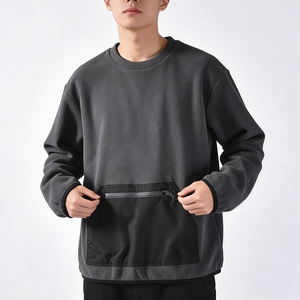 <span class=keywords><strong>Felpa</strong></span> girocollo <span class=keywords><strong>in</strong></span> <span class=keywords><strong>pile</strong></span> caldo da uomo, casual, <span class=keywords><strong>con</strong></span> <span class=keywords><strong>cerniera</strong></span> e tasca a marsupio, <span class=keywords><strong>in</strong></span> tessuto morbido e traspirante da 350g, ecologico, vestibilità regolare - Product Image 1