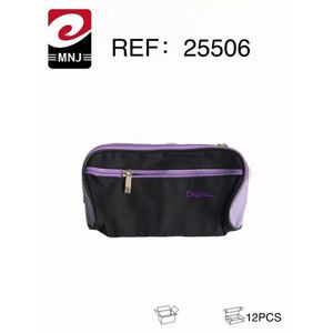 MNJ Toiletry Bag 25506 Purple Black Zippered Cosmetic Case 12Pcs Pack - Product Image 3