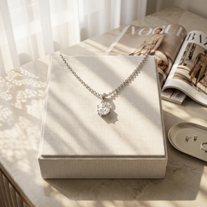 จี้เพชรทรง Asscher ชุบทองคำขาว 925 เงินแท้ ประดับเพชรเลี้ยงในห้องปฏิบัติการ พร้อมใบรับรอง IGI สร้อยคอหรูหราสำหรับผู้หญิง เครื่องประดับชั้นดี - Product Image 1