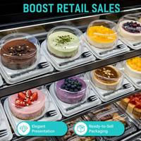 Boîte à gâteau ronde individuelle avec couvercle transparent, compartiment à fourchette, en PET de qualité alimentaire, conteneur jetable pour pâtisserie, sushis, salades, taille personnalisée