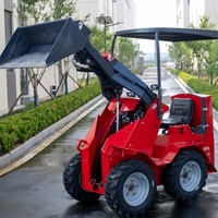 Mini-chargeuse compacte sur roues avec toit ROPS pour travaux de paysagisme, agricoles et de construction en intérieur