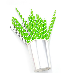 Disposable Straws Green White Dots Paper 330mm Party Use - Product Image 1