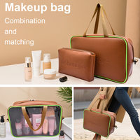 Trousse de maquillage transparente personnalisée Trousse à cosmétiques de voyage Trousse de toilette transparente avec fermeture à glissière Trousse de toilette en cuir pour hommes