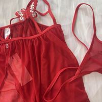 Conjunto de 2 piezas de lencería sexy para mujer, babydoll con tanga, bordado 3D, malla elástica, ecológico, fino, disponible en almacén de EE. UU., OEM ODM