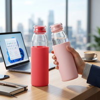 Bouteille d'eau portable en verre avec manchon antidérapant en silicone – Bouteille de boisson sûre pour le bureau, les trajets quotidiens et l'usage domestique idéal