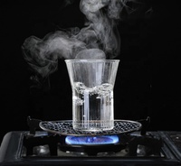 Elegante Gerippte Glas-Tasse mit 300ml Fassungsvermögen und Abnehmbarer Holz-Wärmeisolierhülle für Kaffee, Tee, Haushalt und Geschenke