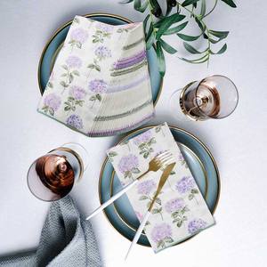 Serviettes d'invitées en tissu non tissé 3 plis, motif Hortensia <span class=keywords><strong>Pastel</strong></span> avec bordure verte, jetables pour la fête prénuptiale - Product Image 5